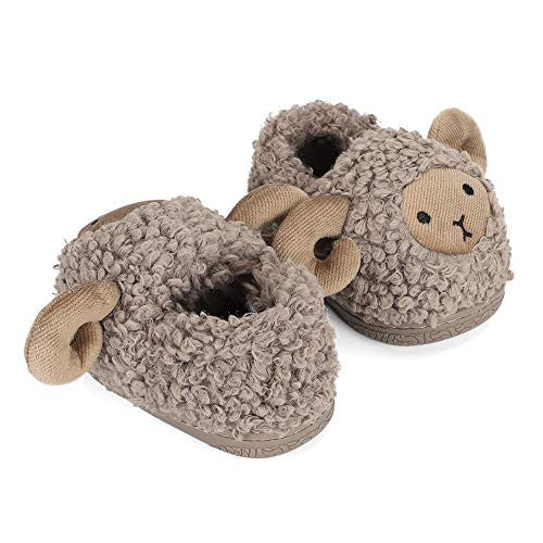 Lacofia Zapatillas de Estar por casa de Peluche para niños Pantuflas de Oveja cálidas de Invierno Antideslizantes para niñito Gris 21 22 For Discount