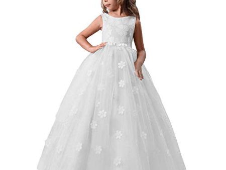 Ttyaovo Chicas Princesa Flor Vestir Hinchado Danza Pelota Tul Vestidos 11-12 años(Talla160) 363 Blanco Reacondicionado Online now