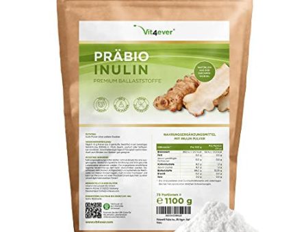 Prebio Inulin Powder - 1100 g (1, 1 kg) - Alto contenido en fibra - Prebiótico - Residuos controlados - Origen Europa - Naturalmente de la raíz de achicoria - 100% Vegano Embalaje Deteriorado Online Hot Sale