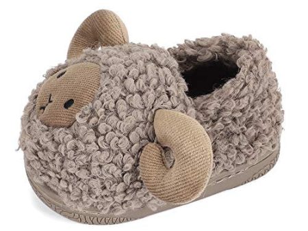 Lacofia Zapatillas de Estar por casa de Peluche para niños Pantuflas de Oveja cálidas de Invierno Antideslizantes para niñito Gris 21 22 For Discount