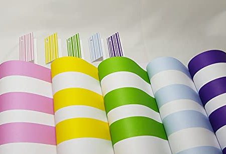 10 Hojas de papel de regalo, diseño de rayas y 5 etiquetas de regalo (2 hojas de 5, colores diferentes) For Discount