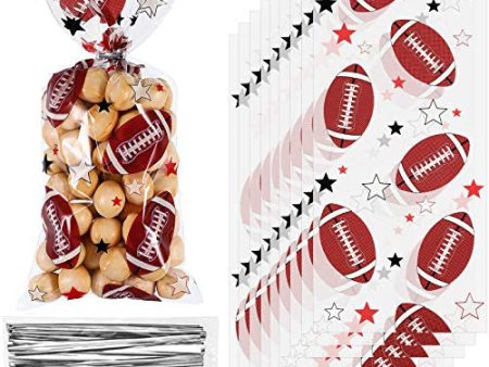 100 Piezas Bolsa de Papel Celofán Temática de Fútbol Bolsas de Dulces Termosellable Bolsas de Fiesta de Fútbol con 100 Precintos Plateados para Favores de Fiesta de Fútbol Embalaje Deteriorado For Discount